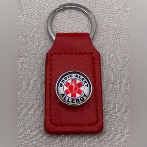 Allergy Medical Alert Snap Button Charm Keychain